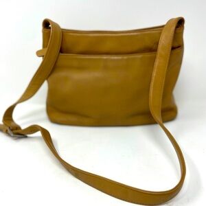 Talbots Leather Crossbody Bag – Yellow Tan – Adjustable Strap